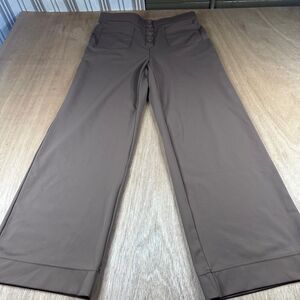 Halara Women’s Brown High Rise Button Front Wide Leg Pants Size L NWOT